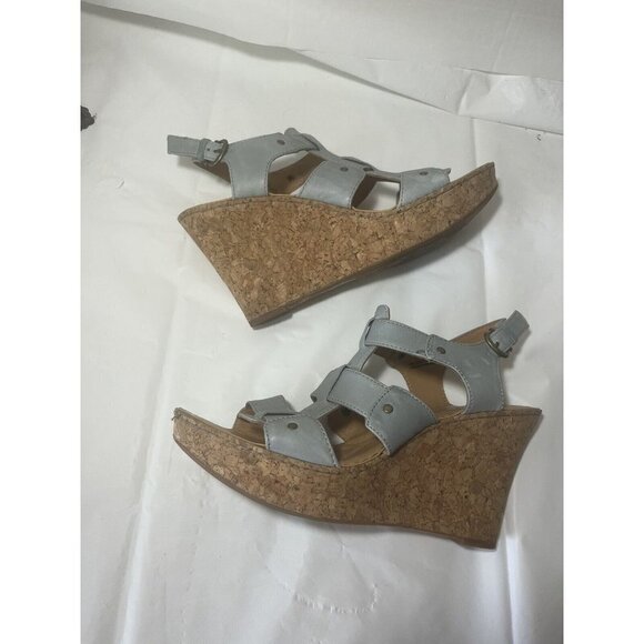 Born Crown Leather Cork Wedge Boho Buckle Sandal blue Women’s Size 11 - Picture 5 of 13